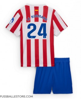 Günstige Atletico Madrid Robin Le Normand #24 Heimtrikotsatz Kinder 2025-26 Kurzarm (+ Kurze Hosen)